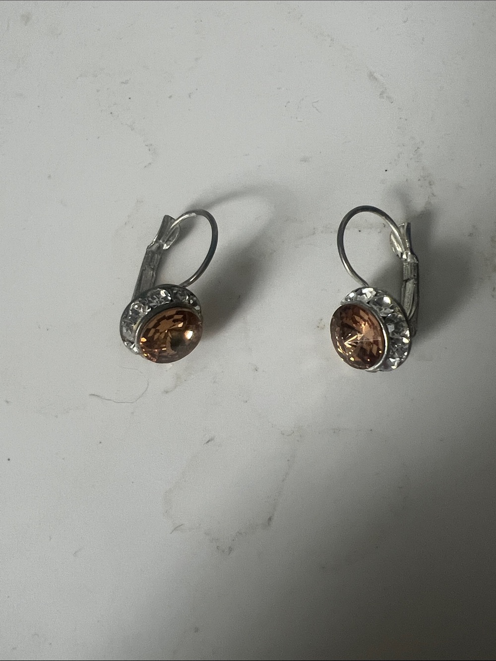 Elegant Peach Crystal Drop Earrings for Women